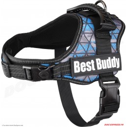 Harnais Best Buddy Pluto Bleu Camouflage Grid