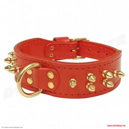 Collier Cuir Attila Rouge